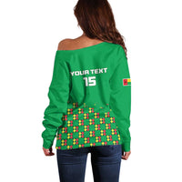 Custom Guinea Bissau Football Off Shoulder Sweater Go Djurtus - Green Ver - Wonder Print Shop