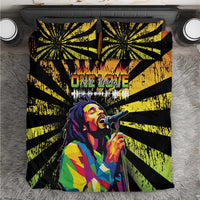 Reggae Legend Bob Bedding Set Grunge Style - Wonder Print Shop