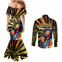 Reggae Legend Bob Couples Matching Mermaid Dress and Long Sleeve Button Shirt Grunge Style