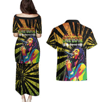Reggae Legend Bob Couples Matching Puletasi and Hawaiian Shirt Grunge Style - Wonder Print Shop
