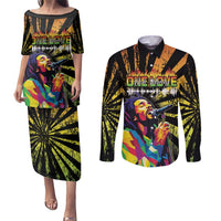Reggae Legend Bob Couples Matching Puletasi and Long Sleeve Button Shirt Grunge Style - Wonder Print Shop