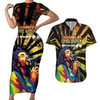 Reggae Legend Bob Couples Matching Short Sleeve Bodycon Dress and Hawaiian Shirt Grunge Style - Wonder Print Shop