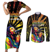 Reggae Legend Bob Couples Matching Short Sleeve Bodycon Dress and Long Sleeve Button Shirt Grunge Style - Wonder Print Shop