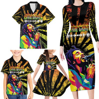Reggae Legend Bob Family Matching Long Sleeve Bodycon Dress and Hawaiian Shirt Grunge Style - Wonder Print Shop