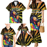 Reggae Legend Bob Family Matching Mermaid Dress and Hawaiian Shirt Grunge Style - Wonder Print Shop