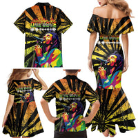 Reggae Legend Bob Family Matching Mermaid Dress and Hawaiian Shirt Grunge Style - Wonder Print Shop