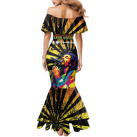 Reggae Legend Bob Family Matching Mermaid Dress and Hawaiian Shirt Grunge Style - Wonder Print Shop