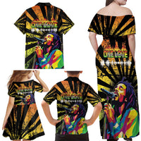 Reggae Legend Bob Family Matching Off Shoulder Maxi Dress and Hawaiian Shirt Grunge Style - Wonder Print Shop