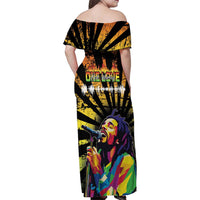 Reggae Legend Bob Family Matching Off Shoulder Maxi Dress and Hawaiian Shirt Grunge Style - Wonder Print Shop