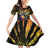 Reggae Legend Bob Family Matching Off Shoulder Short Dress and Hawaiian Shirt Grunge Style - Wonder Print Shop