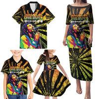 Reggae Legend Bob Family Matching Puletasi and Hawaiian Shirt Grunge Style - Wonder Print Shop