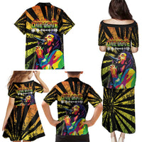 Reggae Legend Bob Family Matching Puletasi and Hawaiian Shirt Grunge Style - Wonder Print Shop