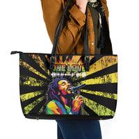 Reggae Legend Bob Leather Tote Bag Grunge Style - Wonder Print Shop