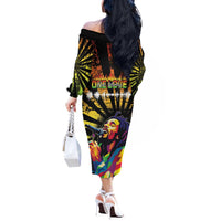Reggae Legend Bob Off The Shoulder Long Sleeve Dress Grunge Style - Wonder Print Shop