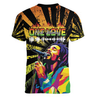 Reggae Legend Bob Women V-Neck T-Shirt Grunge Style - Wonder Print Shop