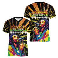 Reggae Legend Bob Women V-Neck T-Shirt Grunge Style - Wonder Print Shop