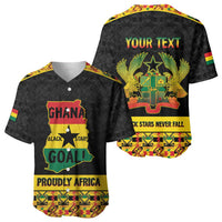 Personalized Afro Ghana Football Baseball Jersey Black Stars Never Fall - Kente Pattern LT15