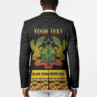 Personalized Afro Ghana Football Blazer Black Stars Never Fall - Kente Pattern - Wonder Print Shop