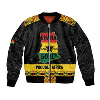 Personalized Afro Ghana Football Bomber Jacket Black Stars Never Fall - Kente Pattern - Wonder Print Shop