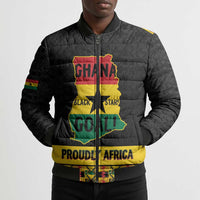 Personalized Afro Ghana Football Bomber Puffer Jacket Black Stars Never Fall - Kente Pattern - Wonder Print Shop