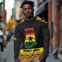 Personalized Afro Ghana Football Long Sleeve Shirt Black Stars Never Fall - Kente Pattern - Wonder Print Shop