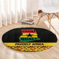 Afro Ghana Football Round Carpet Black Stars Never Fall - Kente Pattern - Wonder Print Shop
