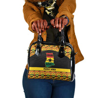 Afro Ghana Football Shoulder Handbag Black Stars Never Fall - Kente Pattern - Wonder Print Shop
