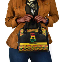 Afro Ghana Football Shoulder Handbag Black Stars Never Fall - Kente Pattern - Wonder Print Shop