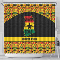 Afro Ghana Football Shower Curtain Black Stars Never Fall - Kente Pattern - Wonder Print Shop