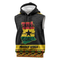 Personalized Afro Ghana Football Sleeveless Hoodie Black Stars Never Fall - Kente Pattern - Wonder Print Shop