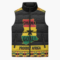 Personalized Afro Ghana Football Sleeveless Puffer Jacket Black Stars Never Fall - Kente Pattern - Wonder Print Shop