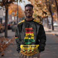 Personalized Afro Ghana Football Sweatshirt Black Stars Never Fall - Kente Pattern - Wonder Print Shop