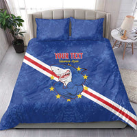 Custom Cape Verde Football Bedding Set Go Blue Sharks