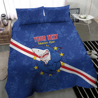 Custom Cape Verde Football Bedding Set Go Blue Sharks