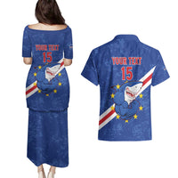 Custom Cape Verde Football Couples Matching Puletasi and Hawaiian Shirt Go Blue Sharks