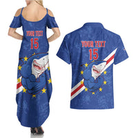 Custom Cape Verde Football Couples Matching Summer Maxi Dress and Hawaiian Shirt Go Blue Sharks