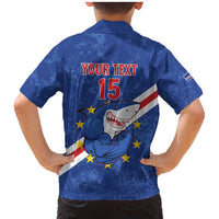 Custom Cape Verde Football Family Matching Mermaid Dress and Hawaiian Shirt Go Blue Sharks