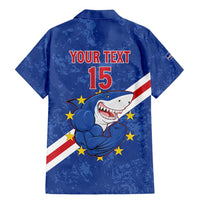 Custom Cape Verde Football Family Matching Mermaid Dress and Hawaiian Shirt Go Blue Sharks