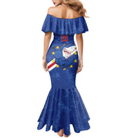 Custom Cape Verde Football Family Matching Mermaid Dress and Hawaiian Shirt Go Blue Sharks