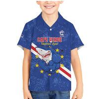 Custom Cape Verde Football Family Matching Mermaid Dress and Hawaiian Shirt Go Blue Sharks
