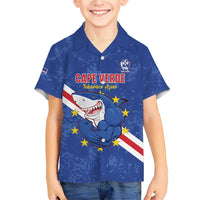 Custom Cape Verde Football Family Matching Short Sleeve Bodycon Dress and Hawaiian Shirt Go Blue Sharks