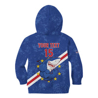 Custom Cape Verde Football Kid Hoodie Go Blue Sharks