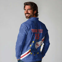 Custom Cape Verde Football Long Sleeve Polo Shirt Go Blue Sharks