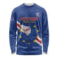 Custom Cape Verde Football Long Sleeve Shirt Go Blue Sharks