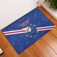 Custom Cape Verde Football Rubber Doormat Go Blue Sharks
