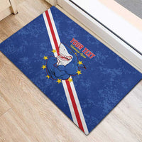 Custom Cape Verde Football Rubber Doormat Go Blue Sharks
