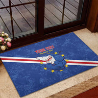 Custom Cape Verde Football Rubber Doormat Go Blue Sharks