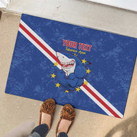 Custom Cape Verde Football Rubber Doormat Go Blue Sharks