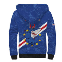 Custom Cape Verde Football Sherpa Hoodie Go Blue Sharks