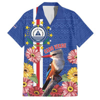 Personalised Cape Verde Family Matching Off Shoulder Maxi Dress and Hawaiian Shirt Grey-Headed Kingfisher Mix Gerbera Daisy